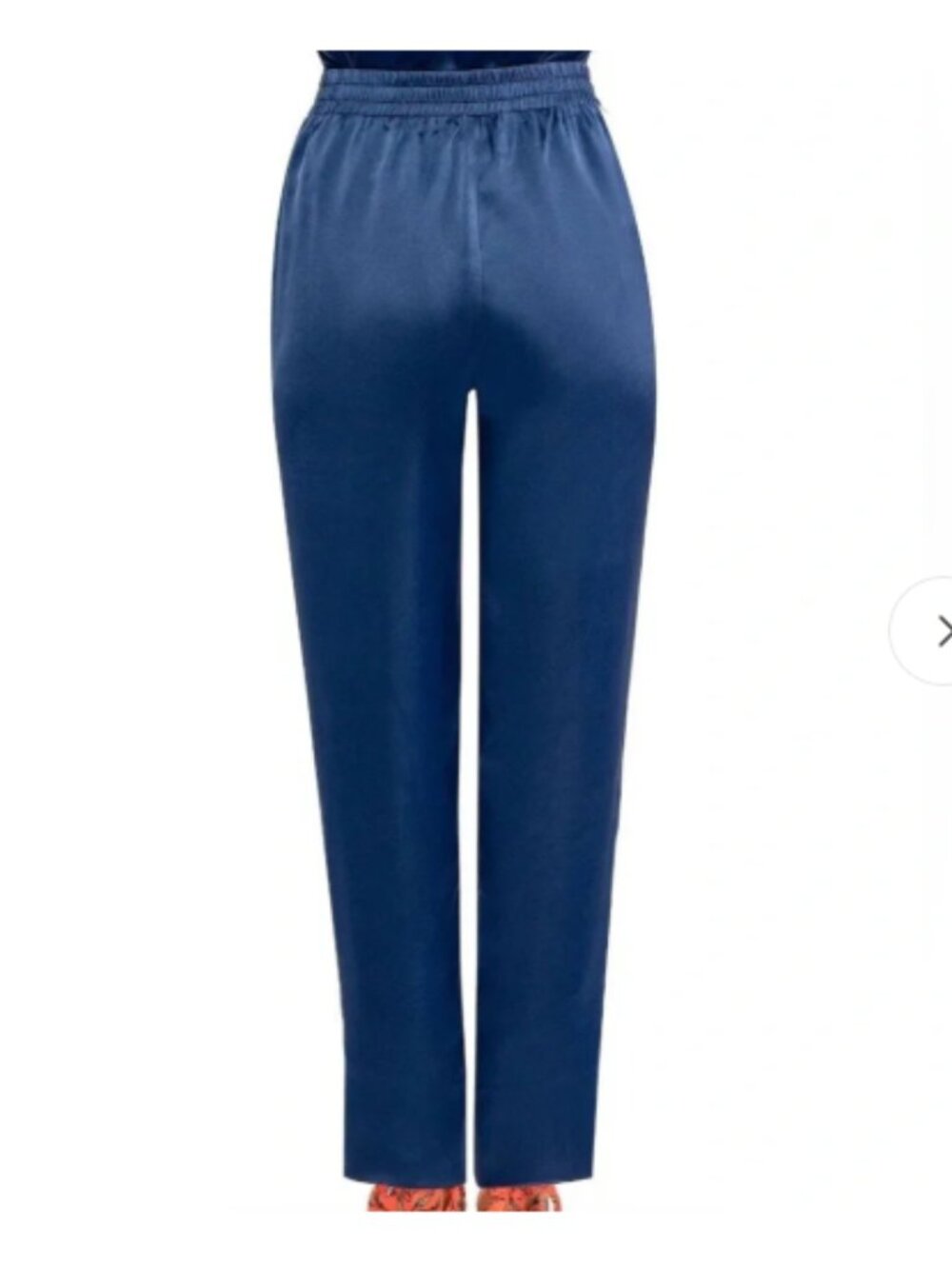 Gretchen Scott High Rise Mix Master Navy Blue Satin Straight Leg Pants Large